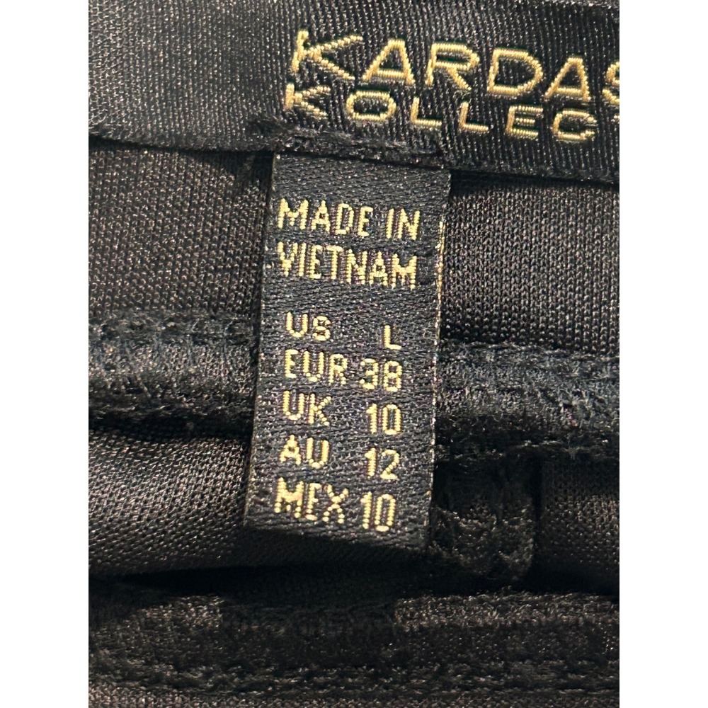Kardashian Kollection Black Faux Leather Side Stripe Ponte Leggings Womens Large - Picture 9 of 9